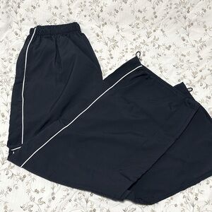 Y2K Navy Blue Parachute Pants with Drawstrings